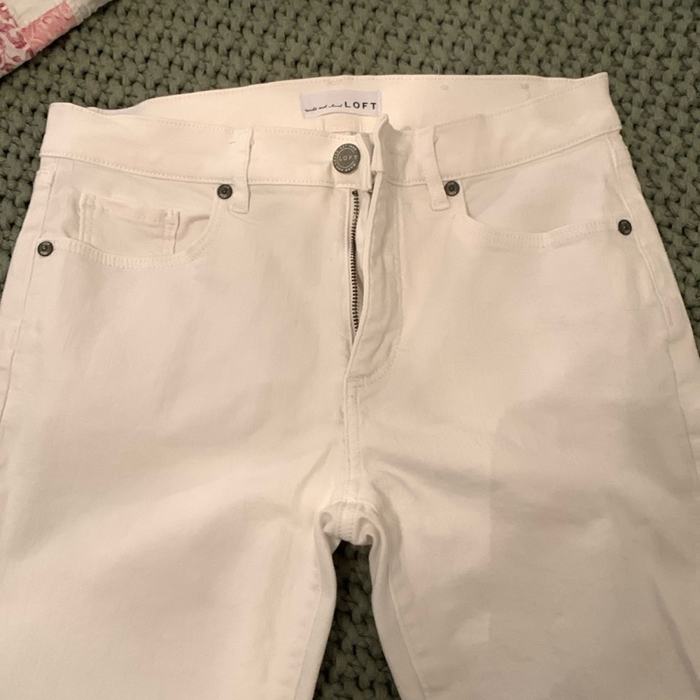LOFT Skinny crop white jeans